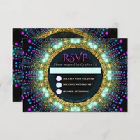 Groovy Glow Blacklight Bat Mitzvah RSVP Card