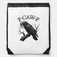Crow, F-Caw-F Funny Bird Moon Gothic Tri-Blend Cre Drawstring Bag