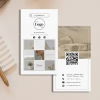 Simple White Instagram Photo Collage Social Media Business Card