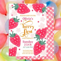 Berry 1st Birthday Strawberry Girl's 1st Birthday  Invitation