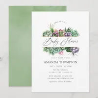 Watercolor Succulent Geometric Baby Shower Invitation