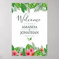 Watercolor tropical Wedding Welcome Poster