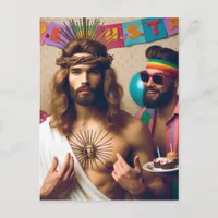 Colorful Funny Happy Birthday Jesus Postcard