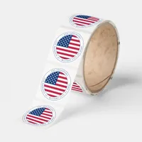 Patriotic USA American Flag Circle Return Address Classic Round Sticker