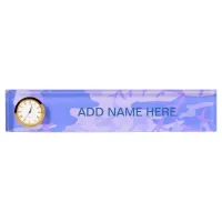 Camouflage Pastel Blue Abstract Pattern Desk Name Plate