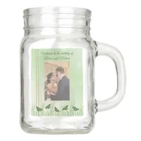 Green butterfly on light green - custom wedding  mason jar