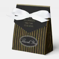 Glitter Gold+Black PinStripes Party Favor Box