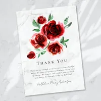 Red Roses Sympathy Funeral  Thank You Card