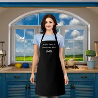 Private chef black white script slogan apron