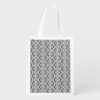 Grocery Bag in Greyscale, Abstract Modern pattern