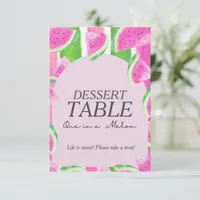 One in Melon Dessert TABLE Pink Watermelon  Sign Invitation