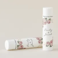 Elegant Gold Glitter Geometric Pink Floral Wedding Lip Balm