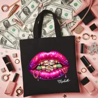 Glam Hustler Lips with Bold Money Accents Tote Bag