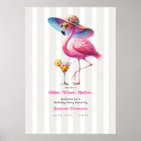 Older Wiser Hotter Tropical Birthday Party Welcome Poster