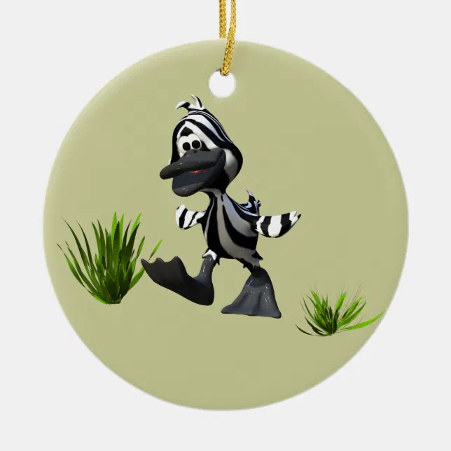 Cute Cartoon Zebra Duck Ceramic Ornament