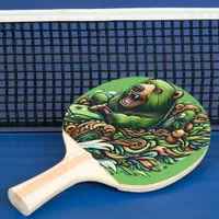 Animated Bears Riding a Green Car  Ping Pong Paddle