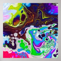 Colorful Modern Fluid Art Pour Painting Cells Poster