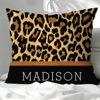 Leopard Cheetah Animal Print Pattern Personalized Throw Pillow