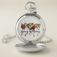 Merry Woofmas Typography Pocket Watch