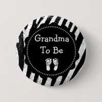 Grandma to be Zebra Print Baby Shower Button
