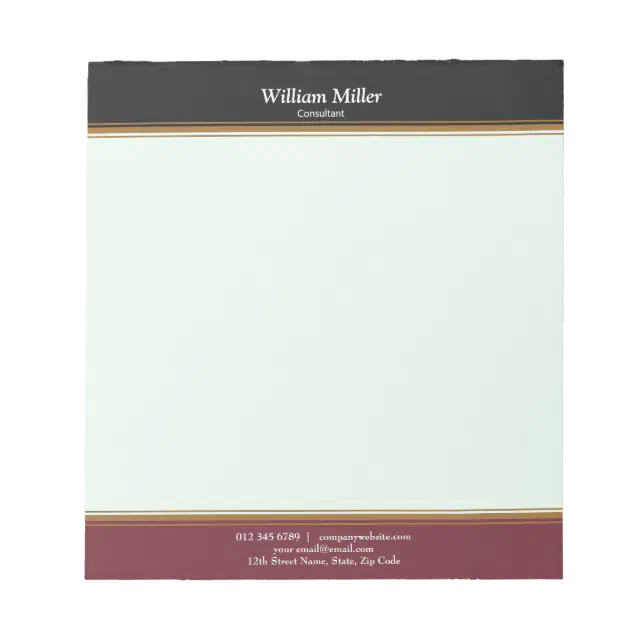 Modern Minimalist Black Maroon Stripes Notepad