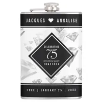Elegant 75th Diamond Wedding Anniversary Flask