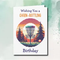 Pixel Art Disc Golf Birthday for Him Card