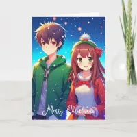 Cute Anime Couple | Merry Christmas from Us Card