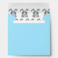 Gray Easter Bunnies Kindergarten Boys Blue Square Envelope