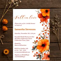 Autumn Blooms Berry Fall in Love Bridal Shower Invitation
