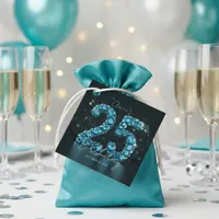 Glamorous Teal Blue Gemstone Sparkle 25th Birthday Favor Tags