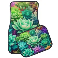 Aloe Vera Succulents Sage Green Car Floor Mat