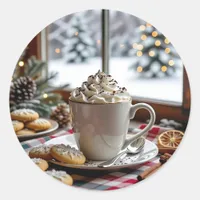 Hot Chocolate and Sugar Cookies Festive Christmas Classic Round Sticker