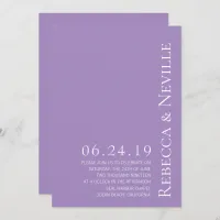 Simple Minimalist Elegant Lavender Text Wedding