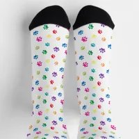 Colorful Paw Prints Pattern Socks