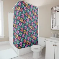 Vintage 60s Vibe Mod Daisies All-over Print Shower Curtain