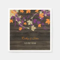 Barnwood Rustic plum personalized wedding napkin