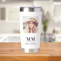 Photo monogram initials name insulated tumbler