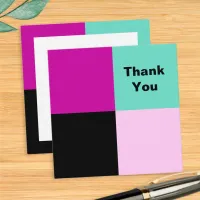 Color Block Squares Thank You Note Card