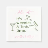 Funny Green Weenies & Tinis Martini Birthday Party Napkins