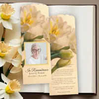 White Double Daffodils Spring Funeral Prayer Card Bookmarks