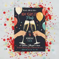 Retro Vintage Champagne Toast New Year's Eve Party Invitation