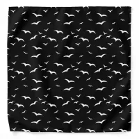 Black and White Grunge Sea Birds Seagull Patterned Bandana