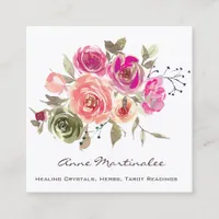 Watercolor Floral Arrangement Square Business Card