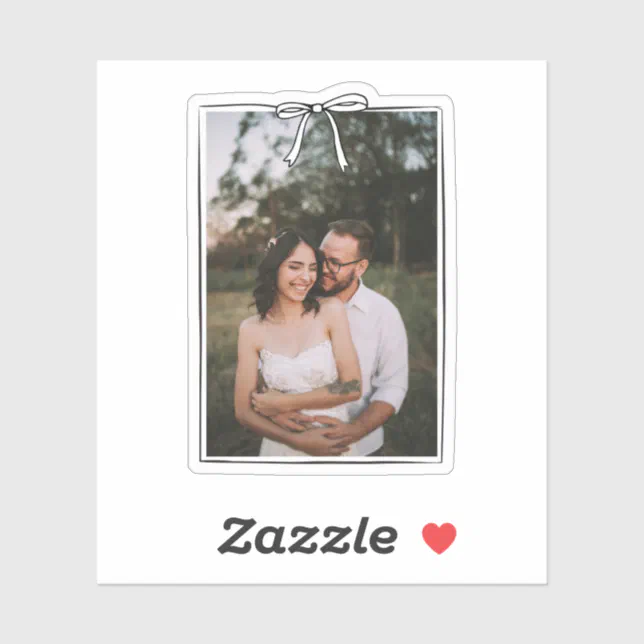 Cute Coquette Bow Photo Frame Custom Your Photo Sticker