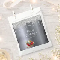 Christmas silver glitter drip sleigh favor bag