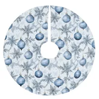 Blue Christmas Tree Ornaments Pattern Brushed Polyester Tree Skirt