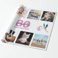 30th birthday party photo collage woman white wrapping paper