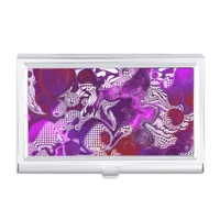 Purple Red Abstract Modern Fluid Art Marble  Business Card Case