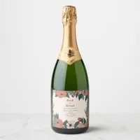 Elegant Vintage Floral Custom Wedding Sparkling Wine Label